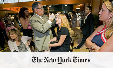 Dr. Scott E. Newman gives Debbie Celebre a Botox injection at a Girls Night Out in Glen Head.