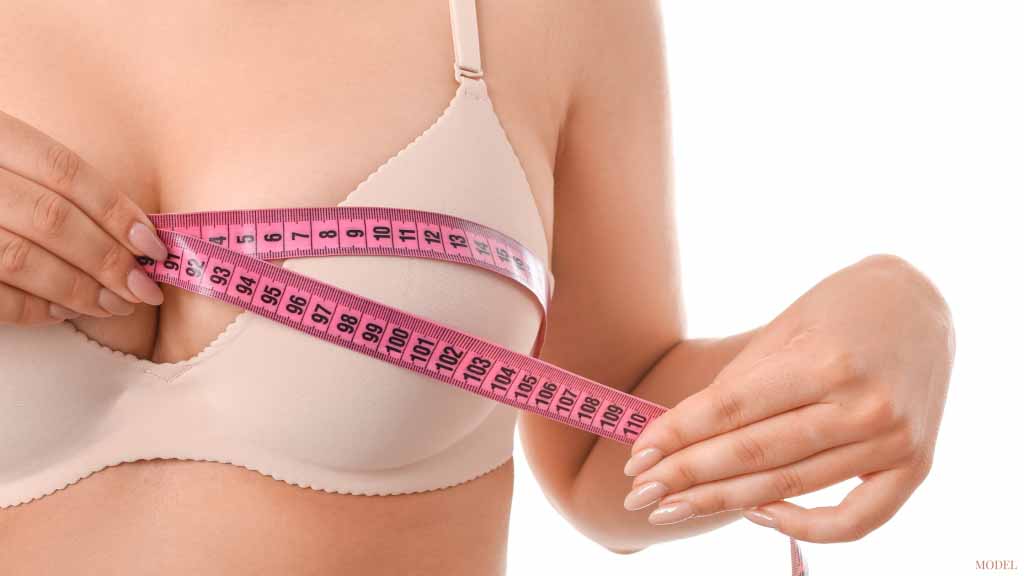 Woman measuring her breast lift results in Westchester, NY.
