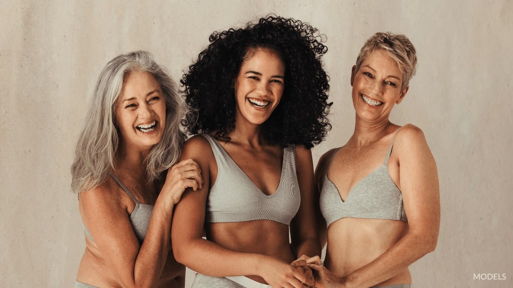 Women of all different ages in underwear and bra (model)